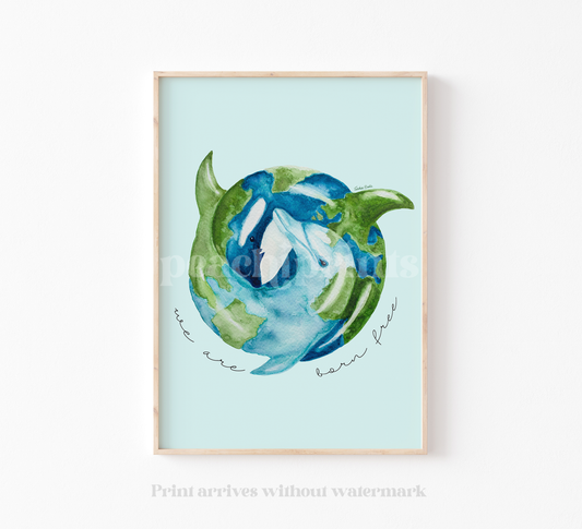 Whale and Dolphin Born Free Print