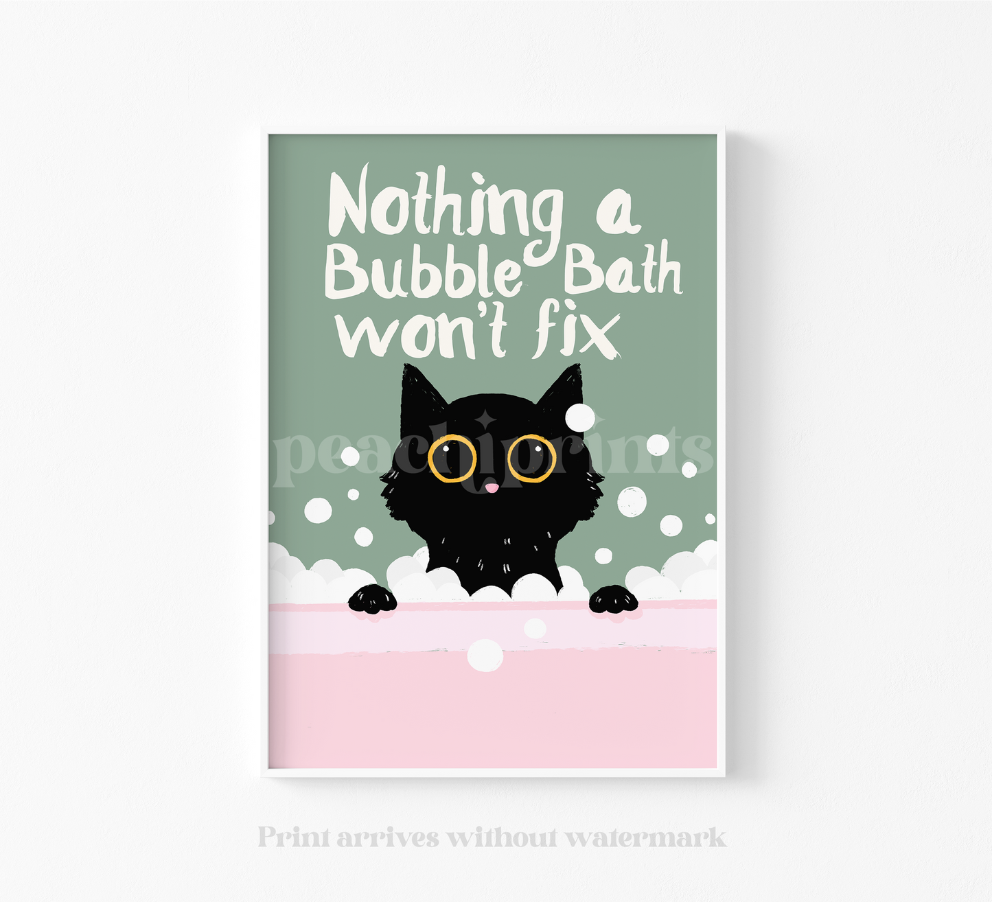 Bubble Bath Cat Print