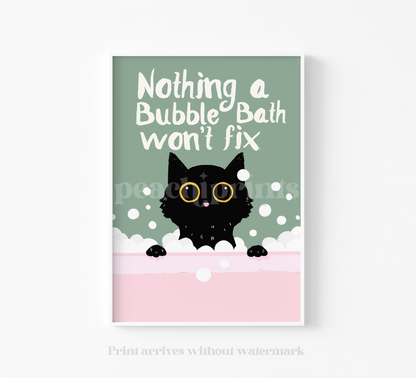 Bubble Bath Cat Print
