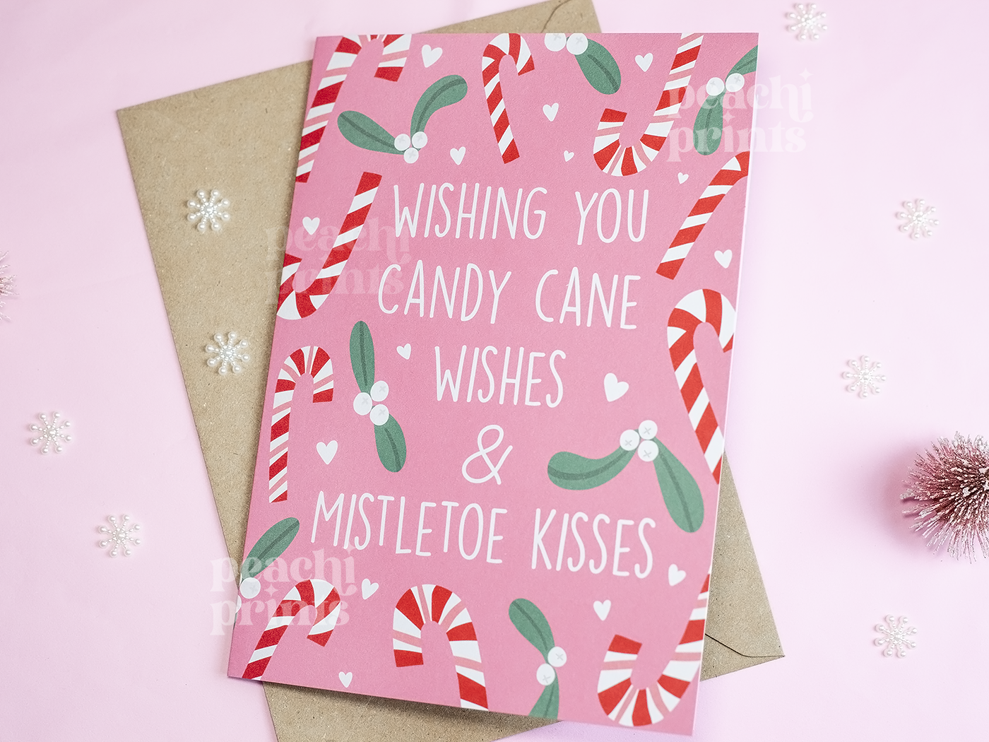 Candy Cane Wishes Christmas Card