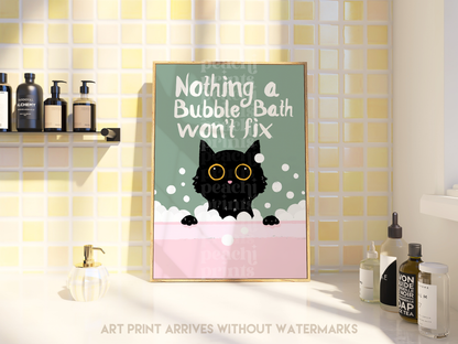 Bubble Bath Cat Print