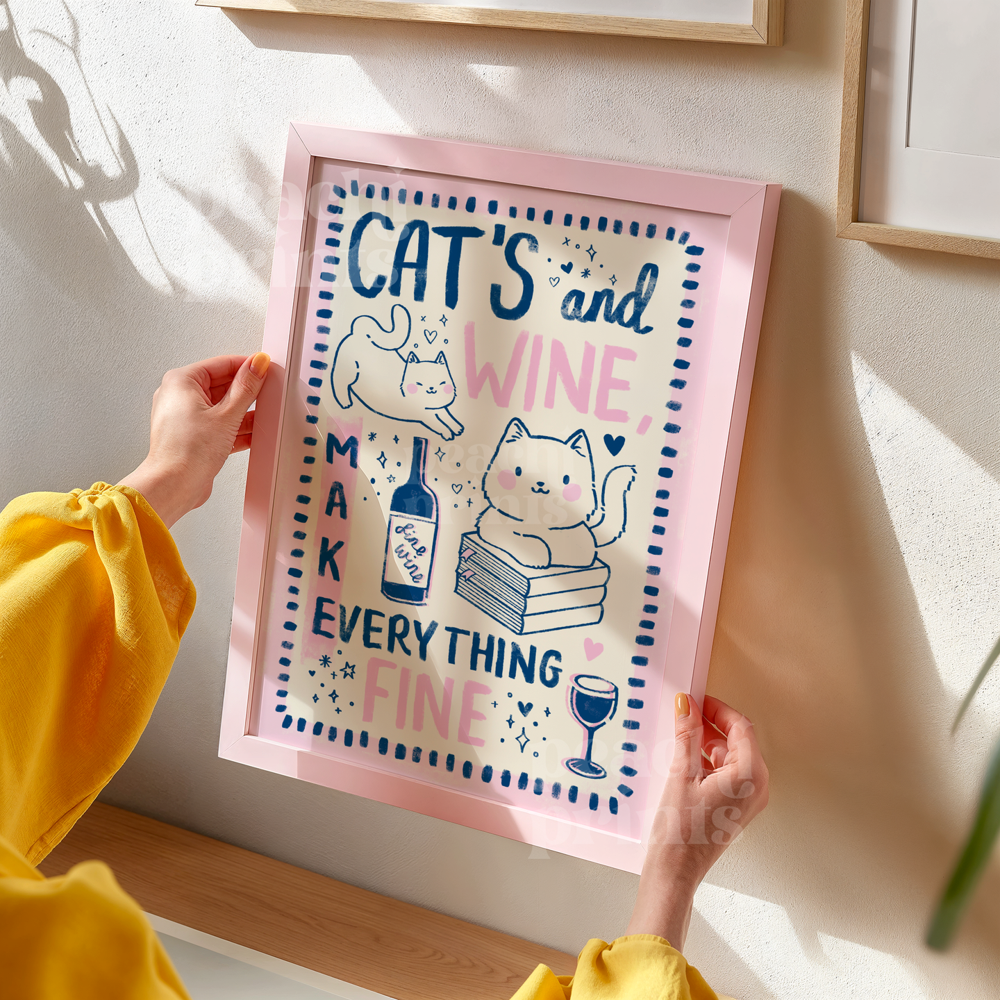 Cats and Wine Print