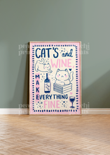 Load image into Gallery viewer, Cats and Wine Print
