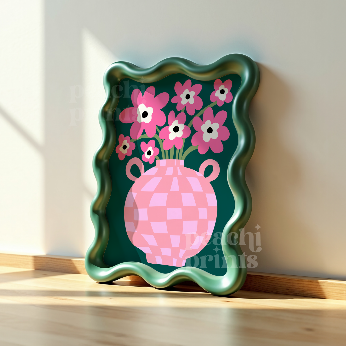 Maximalist Checkerboard Vase Print