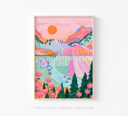 Colourful Mountain Landscape Print
