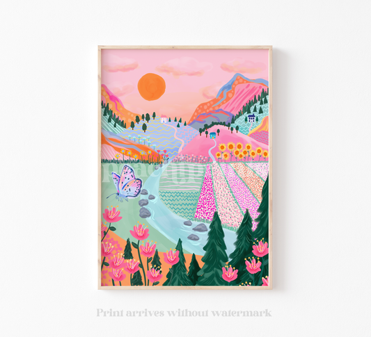 Colourful Mountain Landscape Print