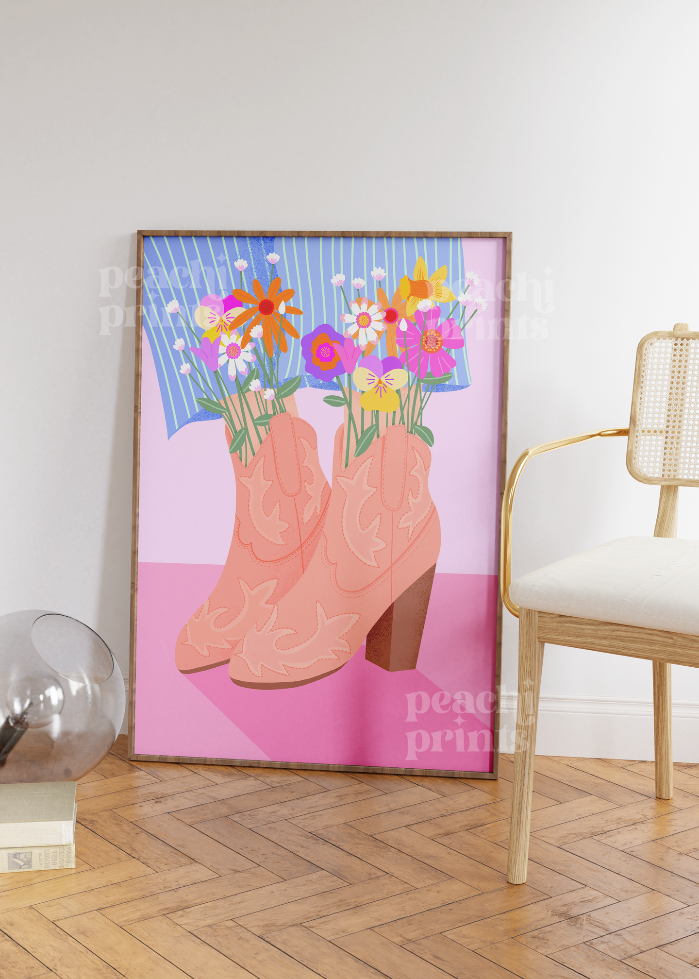 Floral Burst Cowgirl Boots Print