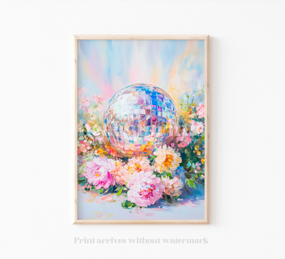 Disco Ball Peony Flowers Print