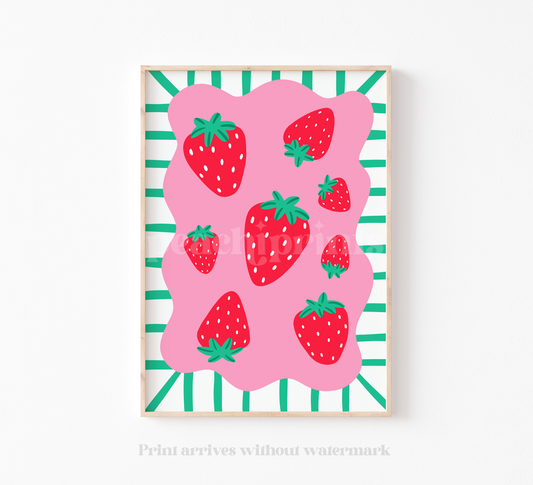 Ditsy Strawberries Print