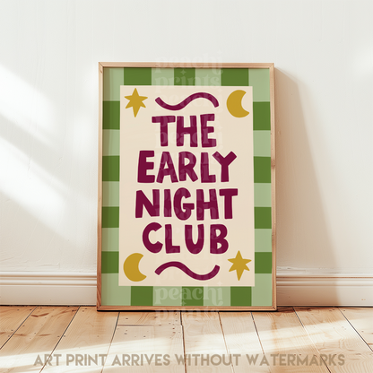 Early Night Club Green Print