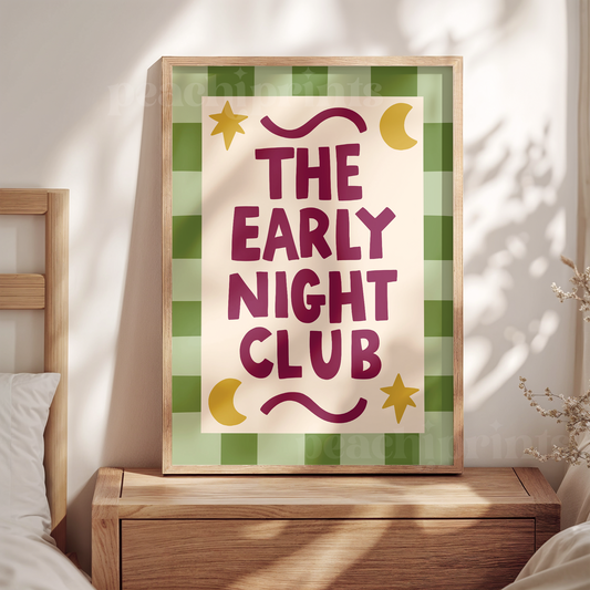 Early Night Club Green Print