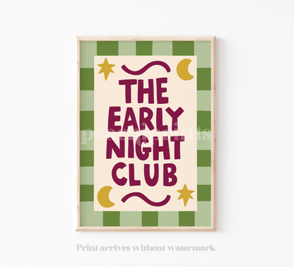 Early Night Club Green Print