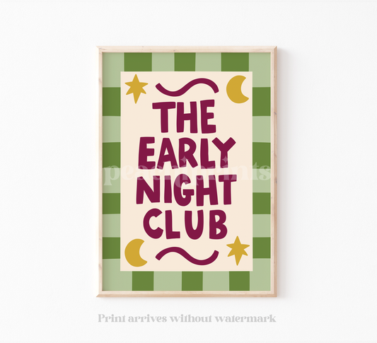Early Night Club Green Print