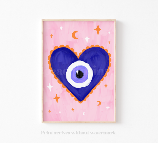 Evil Eye Heart Print