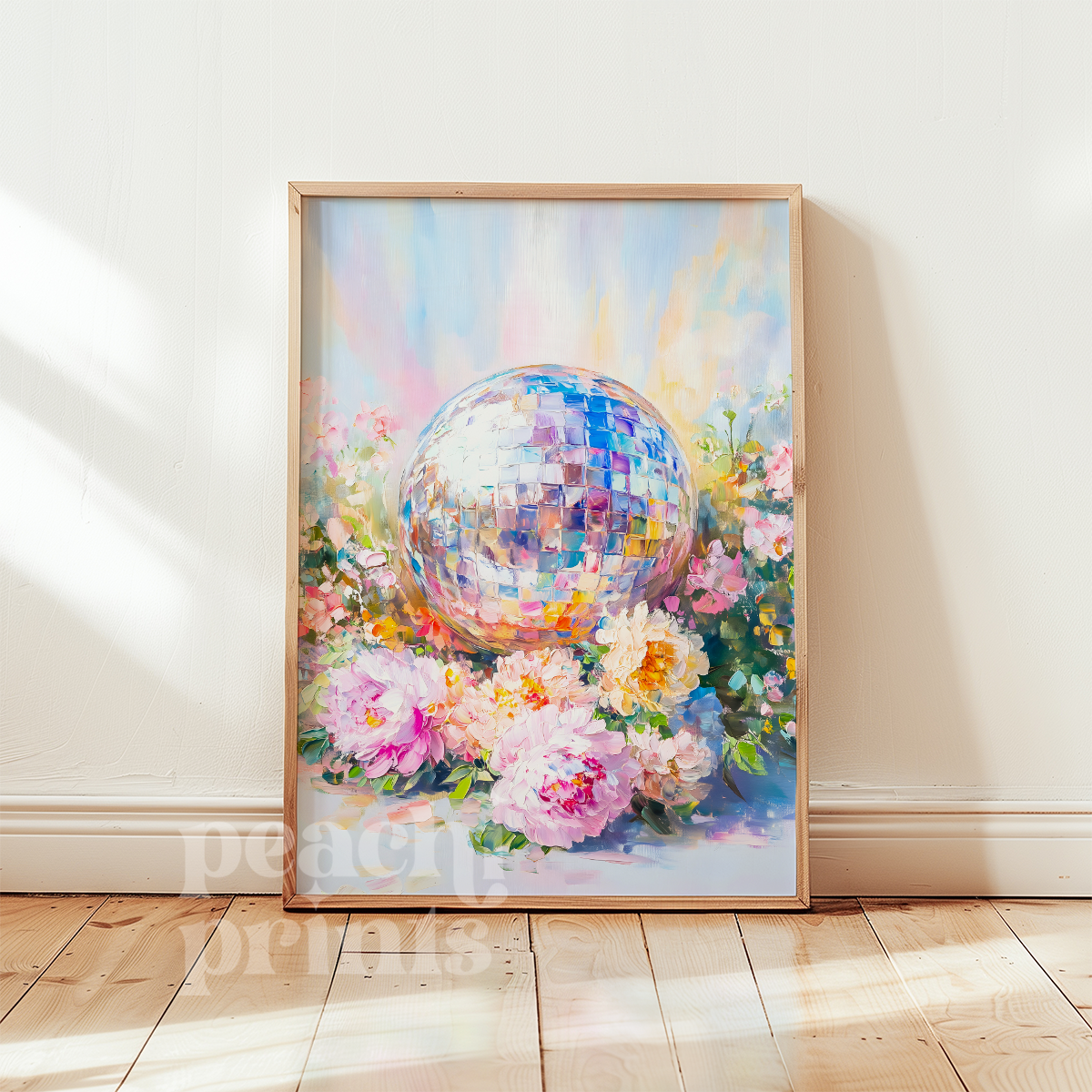 Disco Ball Peony Flowers Print