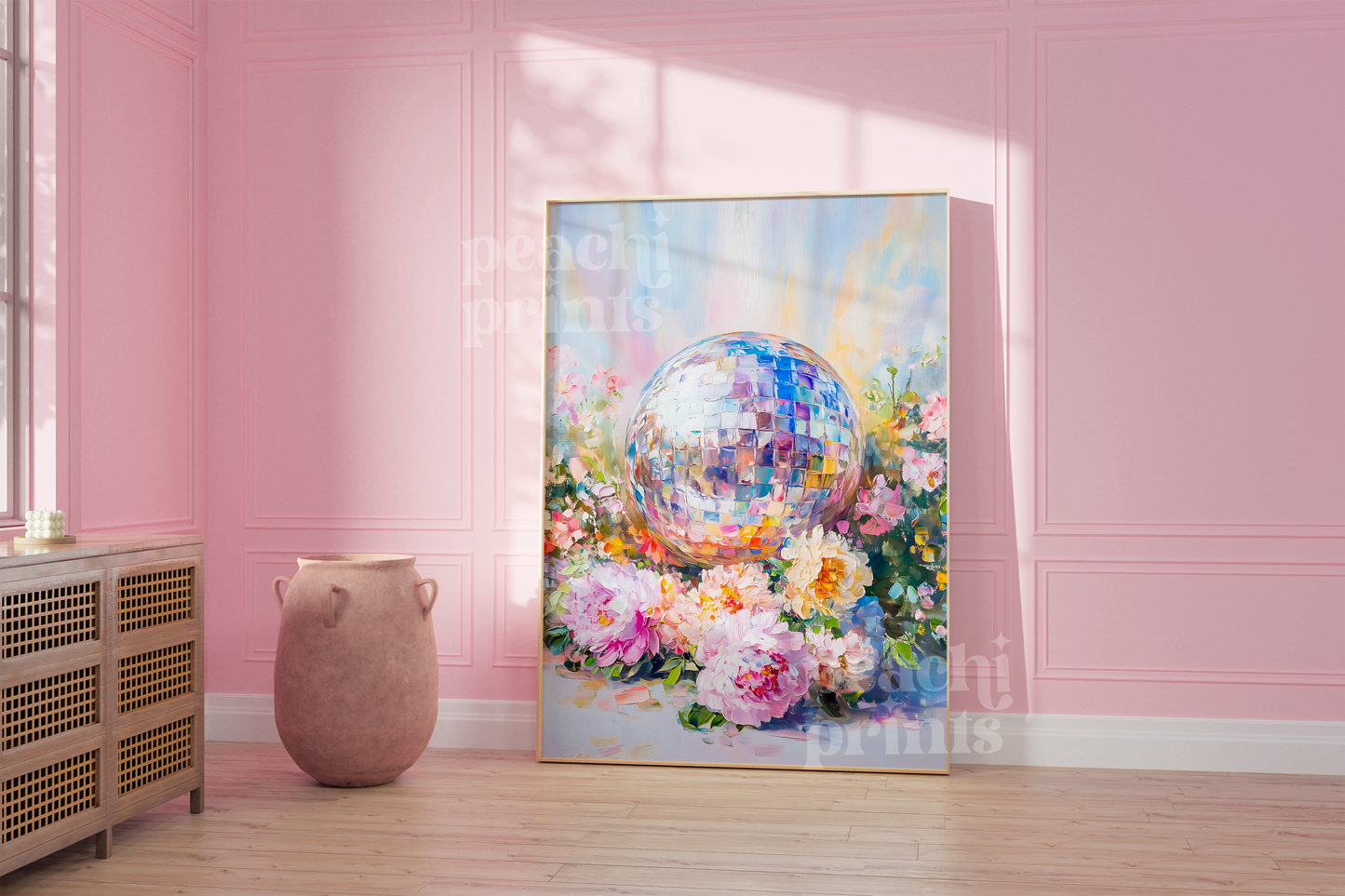Disco Ball Peony Flowers Print