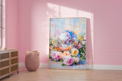 Disco Ball Peony Flowers Print