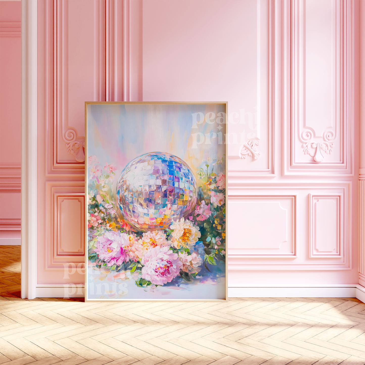 Disco Ball Peony Flowers Print