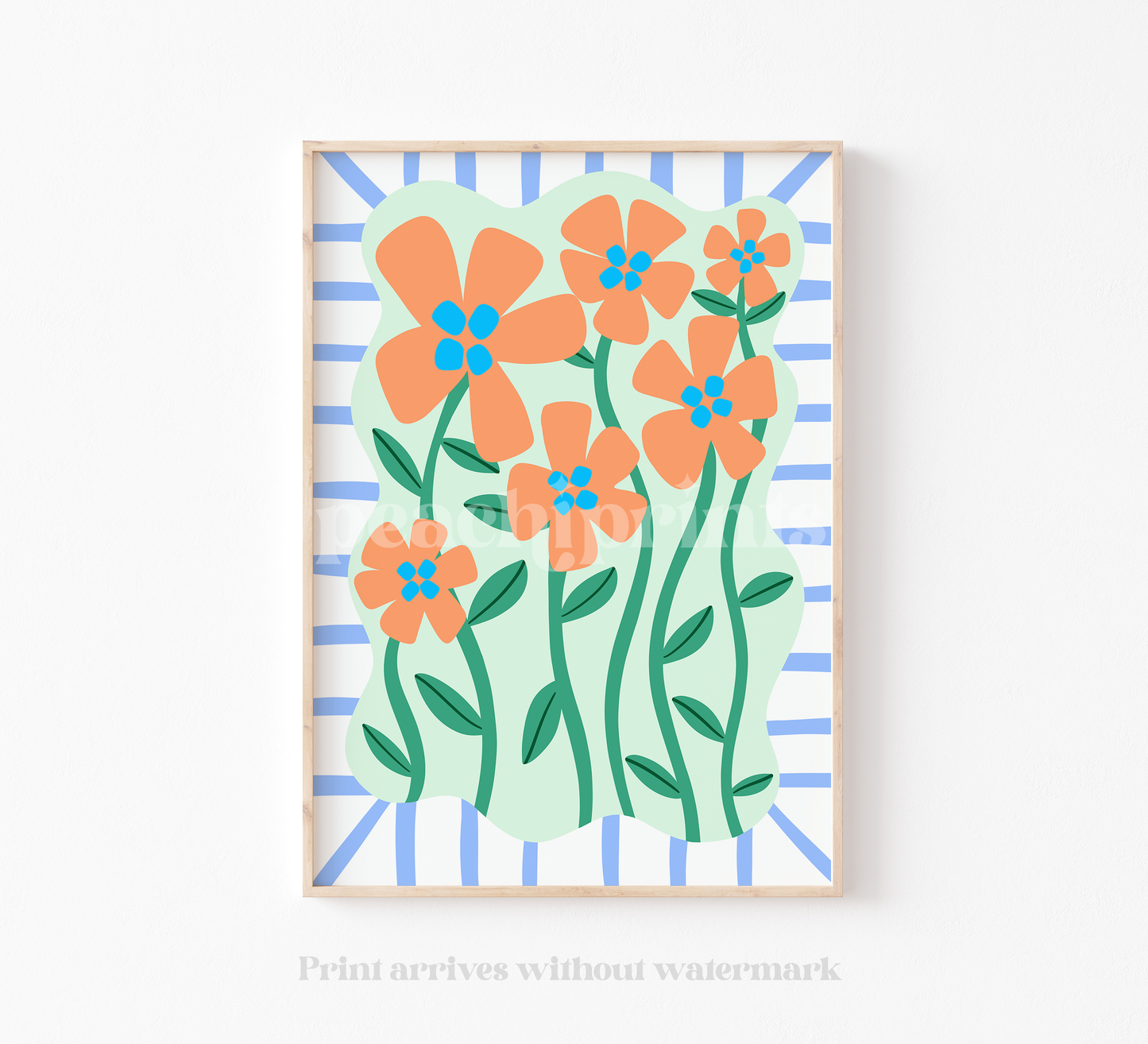 Abstract Orange Flowers Print