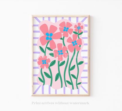 Abstract Coral Flowers Print