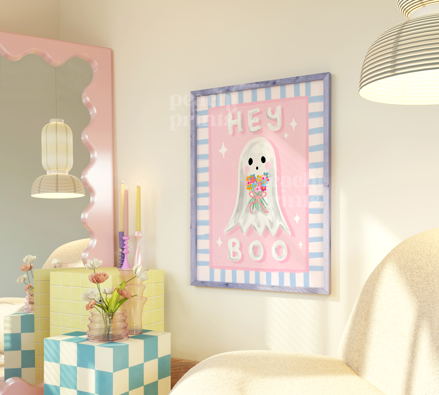 Hey Boo Pastel Ghost Print
