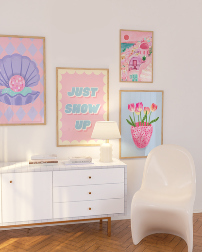 Strawberry Vase with Tulips Print