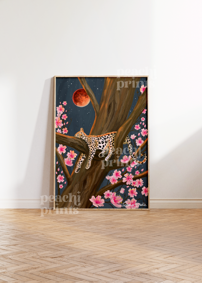 Sleeping Leopard Oil Painting Print