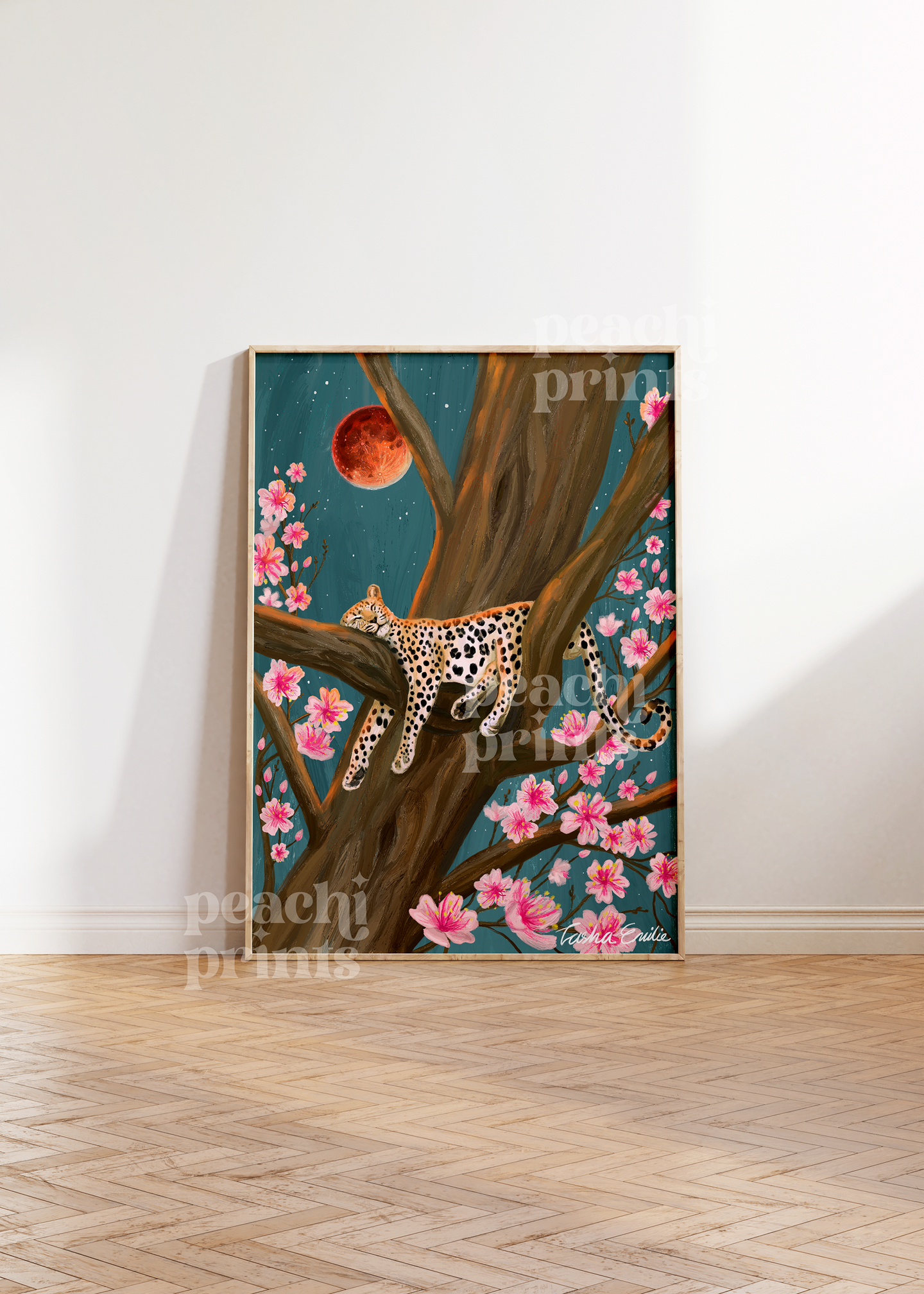 Sleeping Leopard Oil Painting Print