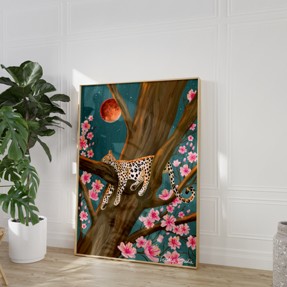 Sleeping Leopard Oil Painting Print