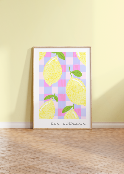 Les Citrons Gingham Lemons Print