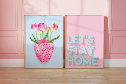 Strawberry Vase with Tulips Print