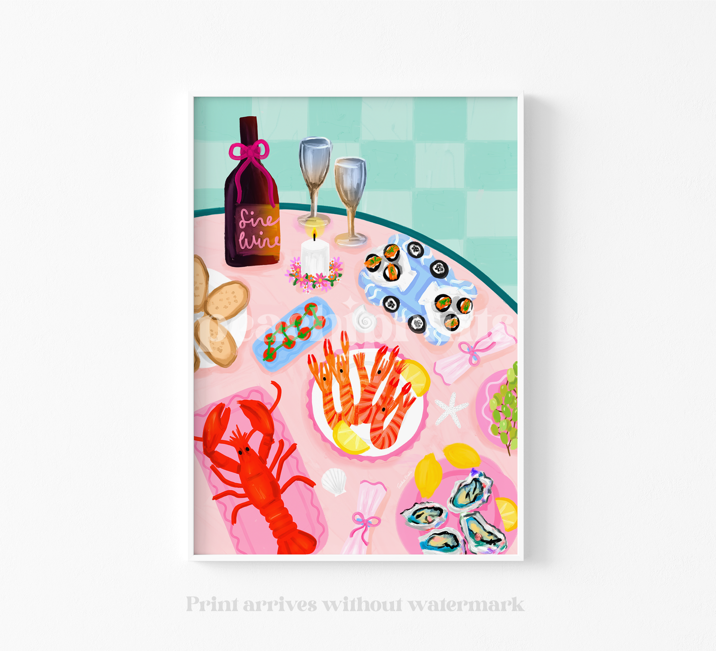 Lobster Night Table Spread Print