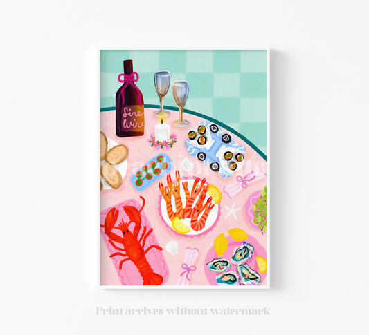 Lobster Night Table Spread Print