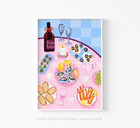 Seafood Table Spread Print