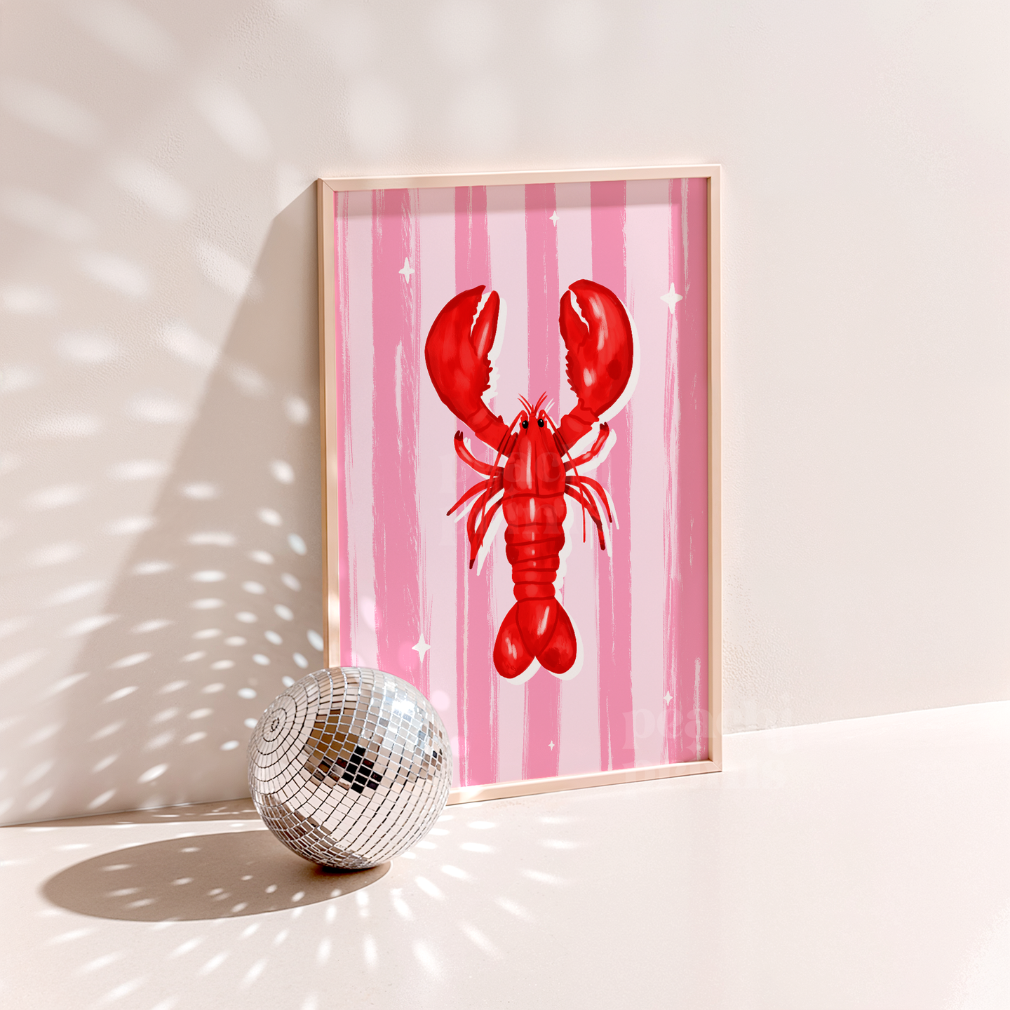 Lobster On Stripes Print