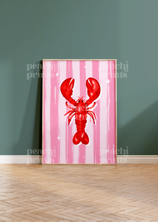 Lobster On Stripes Print