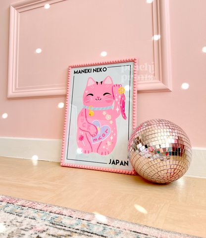 Lucky Pink Maneki Neko Print