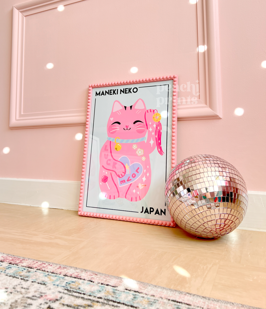 Lucky Pink Maneki Neko Print
