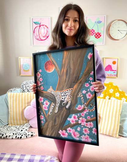 Sleeping Leopard Oil Painting Print