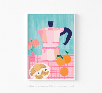 Breakfast Moka Pot Print
