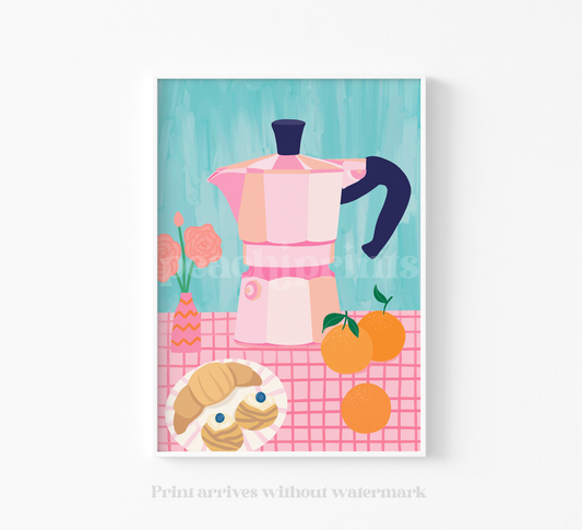 Breakfast Moka Pot Print