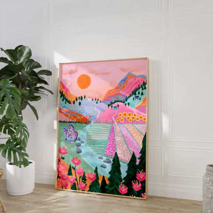 Colourful Mountain Landscape Print