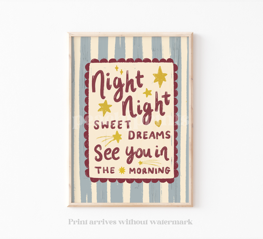 Night Night Retro Print