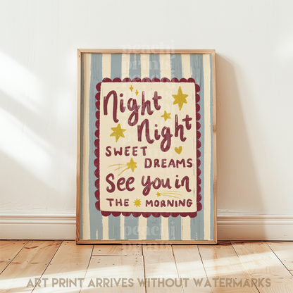 Night Night Retro Print