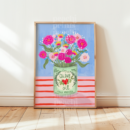 Vintage Olive Oil Bouquet Print