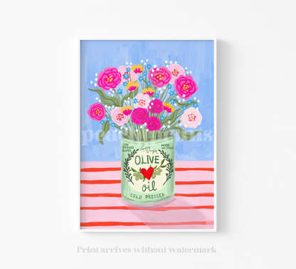 Vintage Olive Oil Bouquet Print