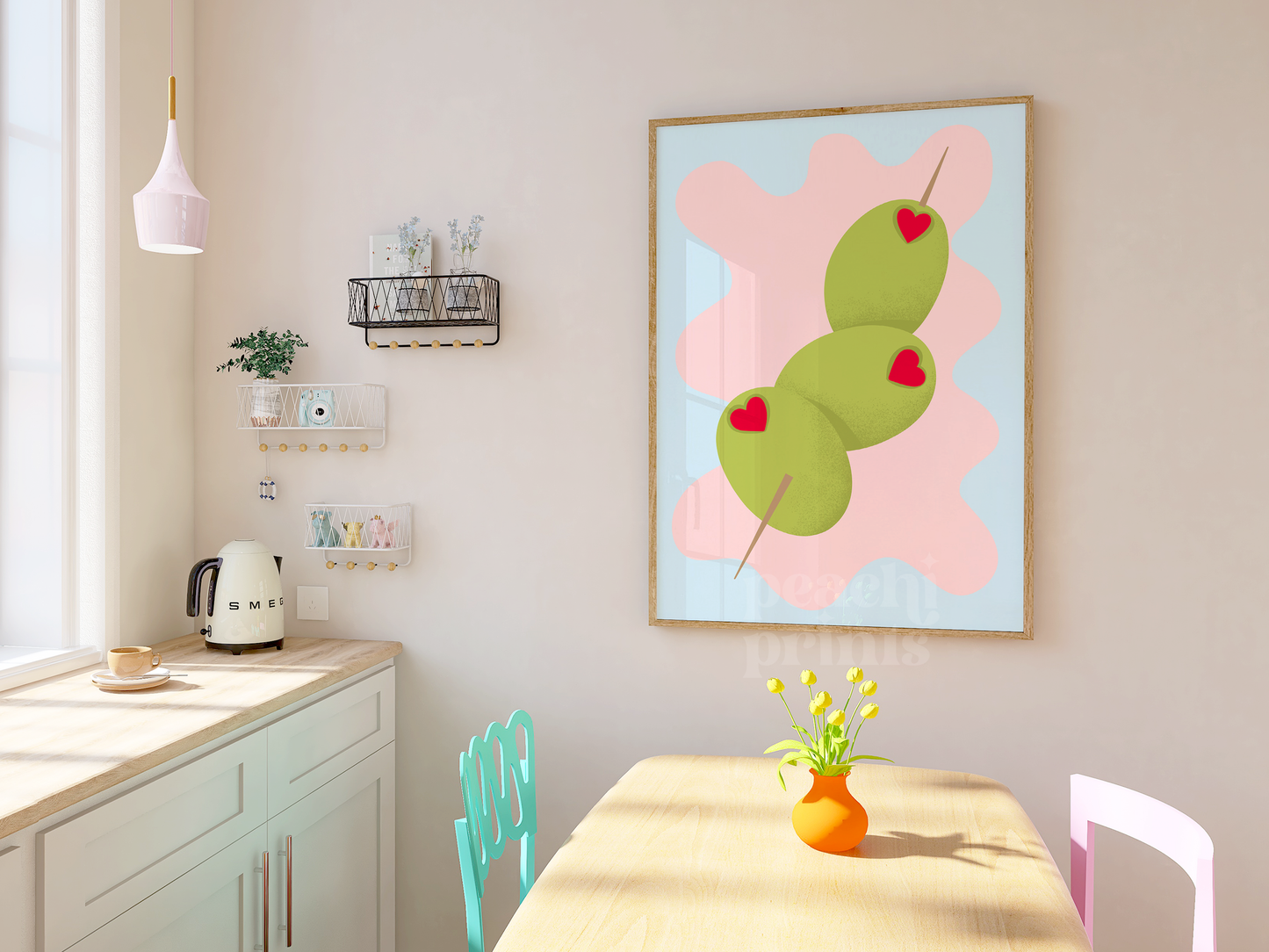Abstract Pastel Olives Print