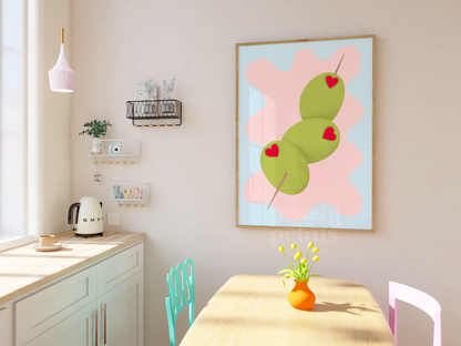 Abstract Pastel Olives Print