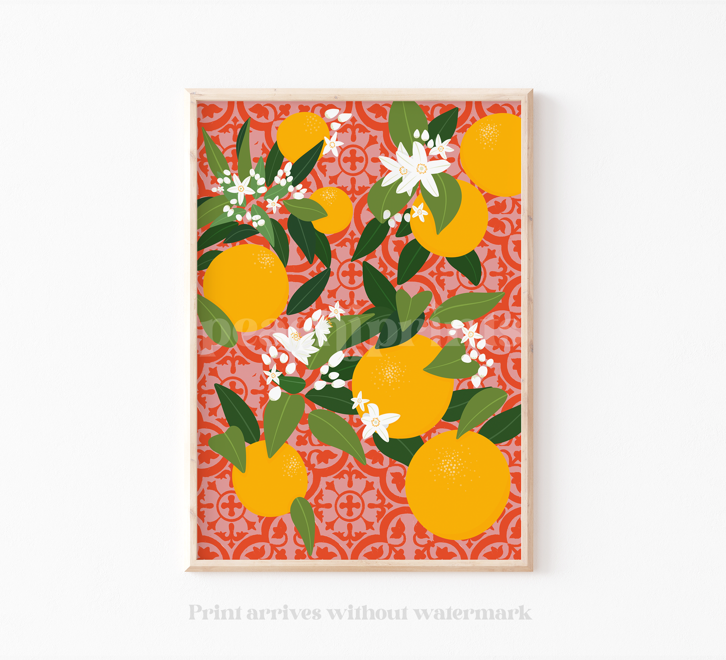 Moroccan Tile Oranges Print