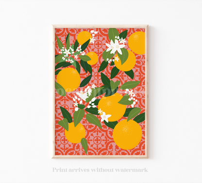 Moroccan Tile Oranges Print